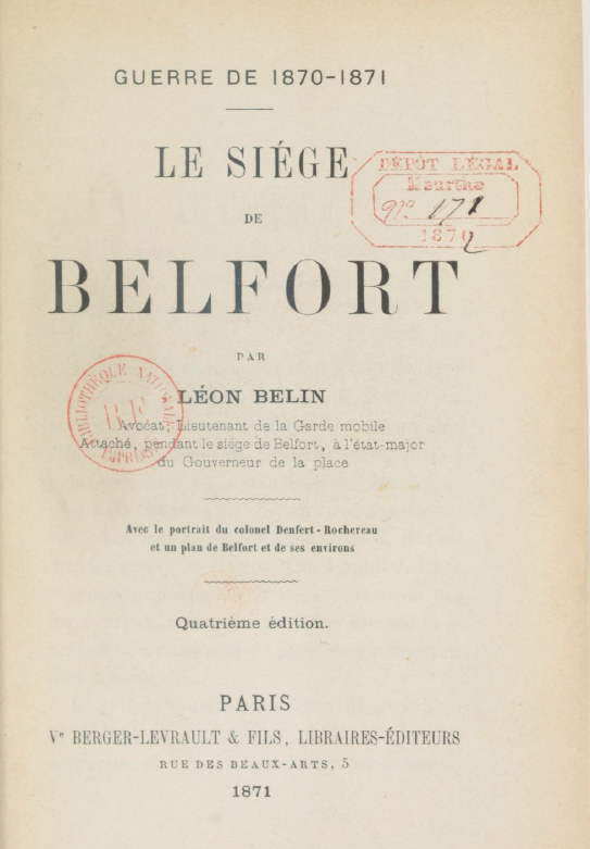 Le siège de Belfort-Leon Belin-Gallica